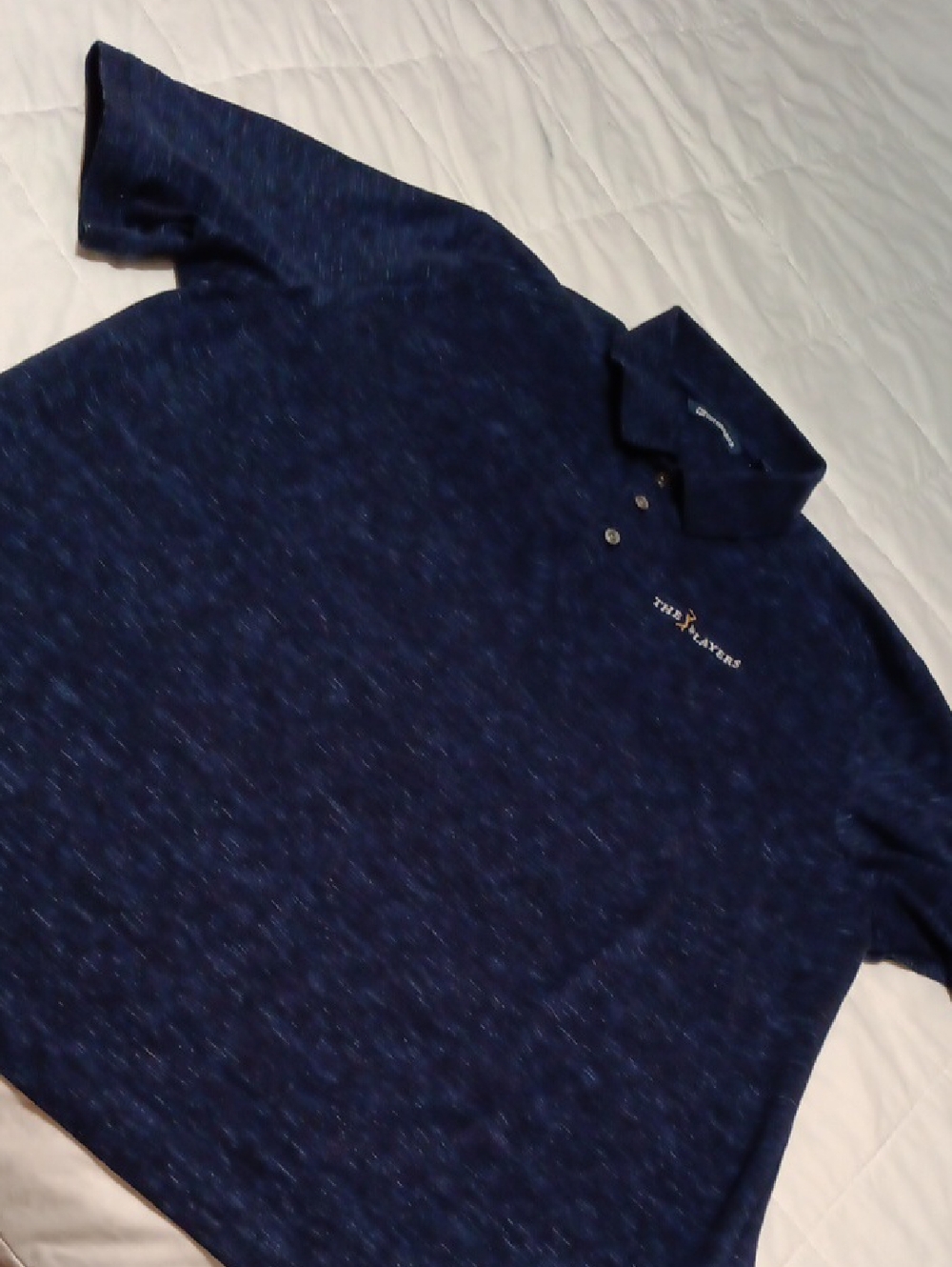 Cutter & Buck Navy Heather Short Sleeve Polo with Subtle Marling
